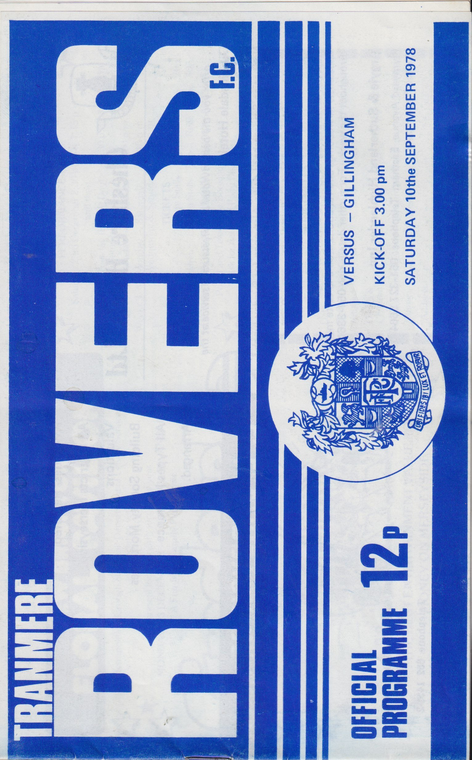 Tranmere Rovers v Gillingham match programme